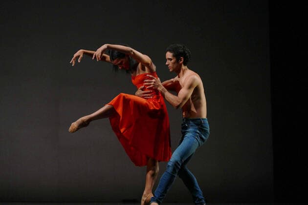ODESA, UKRAINE - AUGUST 10, 2020 - Dancers of the Yen Han Ballet Company Zurich perform on the stage of the Odesa National Academic Opera and Ballet Theatre during the opening of the Odessa Classics 2020 International Music Festival, Odesa, southern Ukraine. Opening of Odessa Classics 2020 Festival  Copyright: xYuliixZozuliax