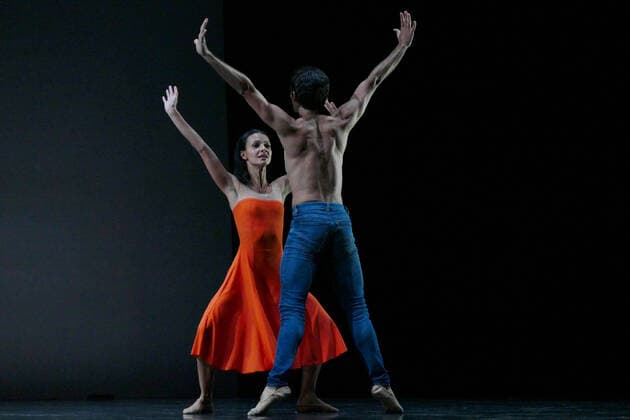 ODESA, UKRAINE - AUGUST 10, 2020 - Dancers of the Yen Han Ballet Company Zurich perform on the stage of the Odesa National Academic Opera and Ballet Theatre during the opening of the Odessa Classics 2020 International Music Festival, Odesa, southern Ukraine. Opening of Odessa Classics 2020 Festival  Copyright: xYuliixZozuliax