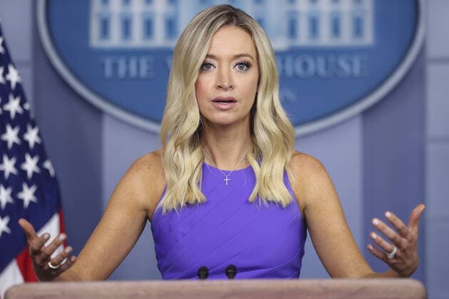 White House press secretary Kayleigh McEnany speaks during a press briefing in the James Brady Press Briefing Room of the White House on Thursday, August 13, 2020 in Washington, DC.  WAX20200813326 OLIVERxCONTRERAS