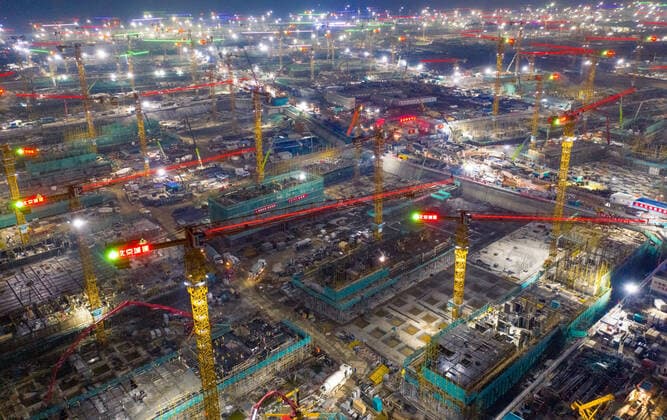 Bilder des Jahres 2020, News 08 August News Themen der Woche KW34 News Bilder des Tages XIONG AN, CHINA - AUGUST 15: Aerial view of a construction site on August 15, 2020 in Xiong an New Area, Hebei Province of China.  Copyright: xVCGx CFP111295468554