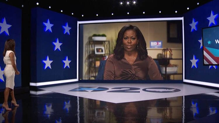 Bilder des Jahres 2020, News 08 August News Themen der Woche KW34 August 17, 2020, USA: In this image from the Democratic National Convention video feed, American actress Eva Longoria introduces former first lady Michelle Obama who will deliver the Keynote Remarks during the first night of the convention on Monday, August 17, 2020 USA - ZUMAs152 20200817_zaa_s152_066 Copyright: xDemocraticxNationalxConventionxVx