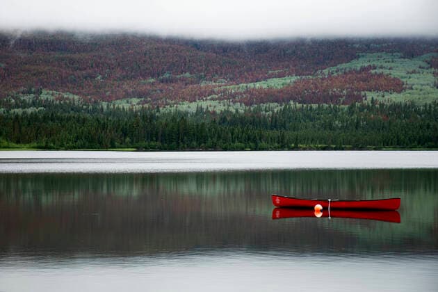Red boat at Pyramid Lake, Jasper National Park, Alberta, Canada Canada Copyright: xAndrexSealex ASE-CDD0027
