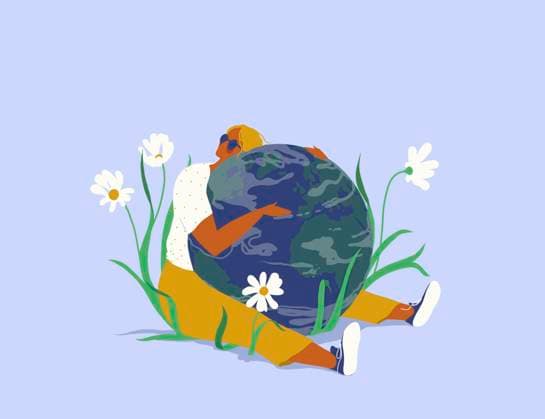 Frau umarmt den Planeten Erde *** Woman embraces the planet Earth  Copyright: xAlicexMollonx 12750067