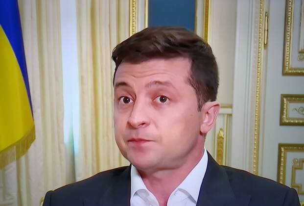 Volodymyr Zelenskyy is the President of Ukraine. Photo from the TV screen 08 23 2020. VictorxLisitsyn