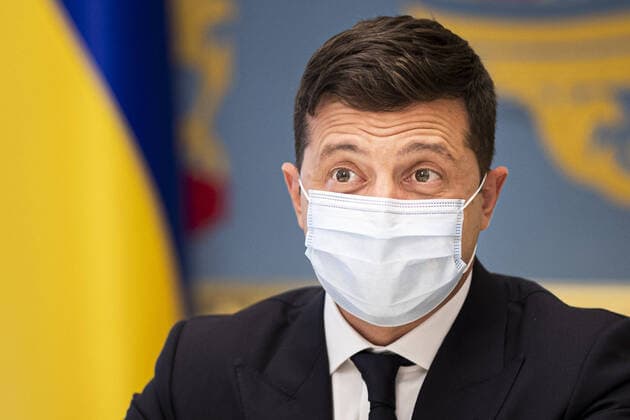 Wolodymyr Selenskyj, Praesident der Ukraine, aufgenommen mit Mundschutz in Kiew, 24.08.2020. Kiew Ukraine