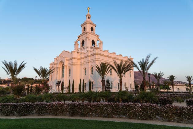 The Tijuana Temple of The Church of Jesus Christ of Latter-day Saints (Mormon) was opened in 2015 and serves members of the Church in Baja California. It was built in the Spanish Colonial style and resembles the old Spanish missions built through northern Mexico and the southwestern United States. Tijuana Baja California Mexico Copyright: xJonxG.xFullerx JGF-religion-LDS Temple Tijuana-MX-4213