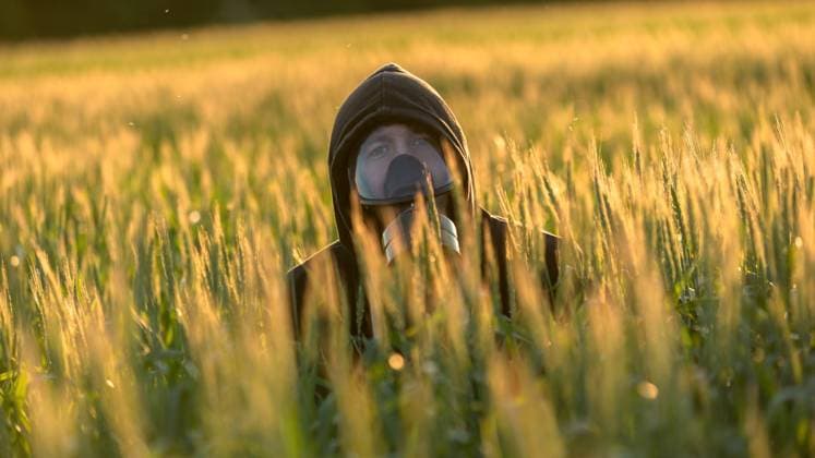 Allergic man with gasmask Allergic man with gasmask at the field  Copyright: xsvedoliverx 13680004