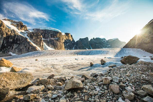 Glaciated mountain landscape in Auyuittuq National Park Pangnirtung, NU, Canada CR_JDIP200824B-321257-01