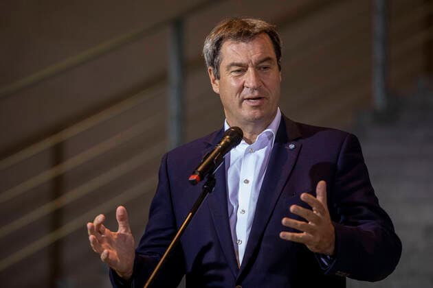 Deutschland, Berlin, Bundeskanzleramt, Pressestatement nach dem Koalitionsgespräch, CSU Chef Markus Söder, 25.08.2020