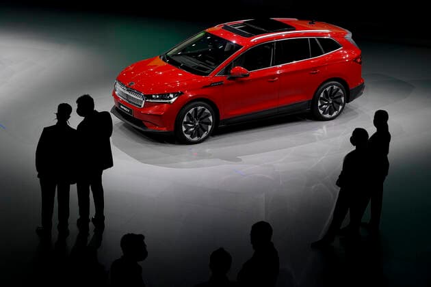 Premiere of the Enyaq iV, the first purpose-built electric car of Czech car maker Skoda Auto, in Prague, Czech Republic, September 1, 2020. (CTKxPhoto OndrejxDeml) CTKPhotoP202009020226201