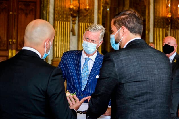 King Philippe - Filip of Belgium pictured during a royal meeting with the HoopDoetLeven - Pleind Espoir corona challenge laureates at the Royal Palace in Brussels, Wednesday 02 September 2020. The action is rewarding people for their efforts to help society during the Covid-19 crisis.  LAURIExDIEFFEMBACQ 2537012