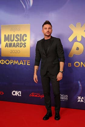 MOSCOW, RUSSIA - SEPTEMBER 4, 2020: Russian singer Sergey Lazarev attends an online ceremony to present the 3rd annual Zhara Music Awards at Karo 11 Oktyabr Cinema. Vyacheslav Prokofyev TASS  TS0E5DA6