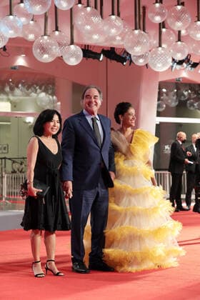 VENICE, Italy - September 05: Us Director Oliver Stone, his wife Sun-jung Jung and guest arrive to attend the Kineo Prize at the 77th Venice Film Festival on September 05, 2020 in Venice, Italy. Copyright: xAnnalisaxFlori MediaPunchx