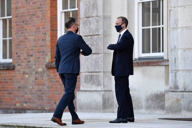 . 10 09 2020. Chevening, United Kingdom. Britain s Foreign Secretary Dominic Raab with German Foreign Minister Heiko Maas at an E3 Foreign Ministers meeting at Chevening House, United Kingdom.  xPoolx xi-Imagesx IIM-21599-0007