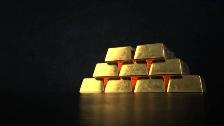 1kg Fine Gold Bars 1k fine gold bars on the black background. 3d illustration.