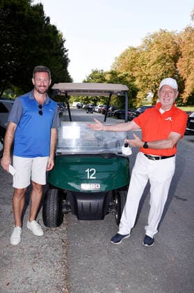 Jan Hartmann und Sepp Schauer beim 26. Eagles-Tabaluga Golf Cup 2020 im Golf-Club Tutzing. Tutzing, 12.09.2020