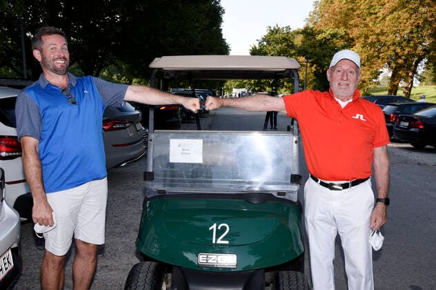 Jan Hartmann und Sepp Schauer beim 26. Eagles-Tabaluga Golf Cup 2020 im Golf-Club Tutzing. Tutzing, 12.09.2020