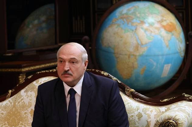 MINSK, BELARUS - SEPTEMBER 16, 2020: Belarus President Alexander Lukashenko speaks during a meeting with Russia s Defense Minister Sergei Shoigu. Maxim Guchek BelTA TASS  TS0E7388