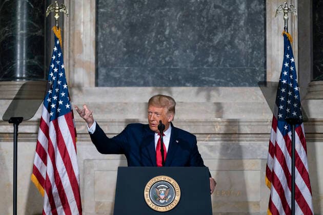 September 17, 2020, Washington, District of Columbia, USA: United States President Donald J. Trump makes remarks at the White House Conference on American History in observance of Constitution Day at the National Archives in Washington, DC on Thursday, September 17, 2020 Washington USA - ZUMAs152 20200917_zaa_s152_146 Copyright: xAlexxEdelmanx
