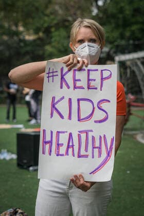 NYC: Cynthia Nixon actress and activist Actress and activist Cynthia Nixon joins parents and students from school district 1 to demand safety school reopening in NYC. New York City New York United States Copyright: StevexSanchez