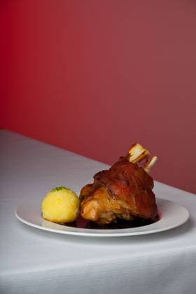 knuckle of pork with potato dumpling on a plate knuckle of pork with potato dumpling on a plate  Copyright: xbernjuerx 13832926