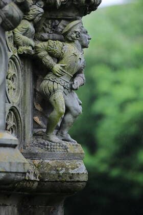 Classical architectural sculpture of Holyrood Palace in the ancient city of Edinburgh, Scotland, England  778000864371015741