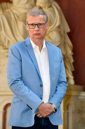 Günther Jauch beim Start der Spendenkampagne zur Sanierung der Campanile der Friedenskirche in Sanssouci. Potsdam. 22.09.2020