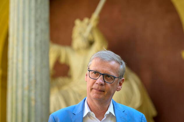 Potsdam 22.09.2020 SPSG Stiftung Preussische Schlösser und Gärten Berlin Brandenburg Park SANSSOUCI Günther JAUCH Fernsehmoderator Mäzen Gemeinsame Spendenkampagne mit der Deutschen Stiftung Denkmalschutz und dem Bauverein der Friedenskirche Potsdam Der CAMPANILE ,der freistehende Glockenturm muss dringend restauriert werden