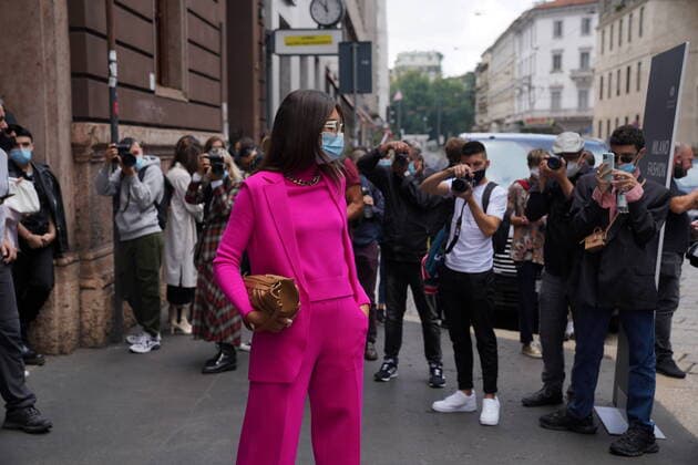 Milan - Street style look at the 2020 Women s fashion shows - Palazzo della Permanente exterior, Simona Marziale fashion show. via Turati (Duilio Piaggesi Fotogramma, Milan - 2020-09-23) p.s. la foto e utilizzabile nel rispetto del contesto in cui e stata scattata, e senza intento diffamatorio del decoro delle persone rappresentate  Copyright: xDuilioxPiaggesix xFOTOGRAMMAx