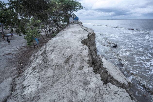 June 10, 2017, West Bengal, India: Broken embankment is seen in Mousuni Island. The southern part of Ganga-Brahmaputra-Meghna delta is a common ground between India and Bangladesh. The Indian delta region stretches around 4000 sq.km approximately. It is covered with the biggest mangrove forest in the world containing 102 swampy islands, out of which only 52 are inhabited by humans. The people here largely depend on the natural resources of the area for their means of livelihood. Global warming is the prime threat to this region. One of the major reasons for this environmental emergency is deforestation. The illiterate, poor and ignorant islanders have vividly cut down bigger trees to collect wood for fuel. They also consider the wood for se - ZUMA Pho 20170610_mda_b209_216 Copyright: xSupratimxBhattacharjeex