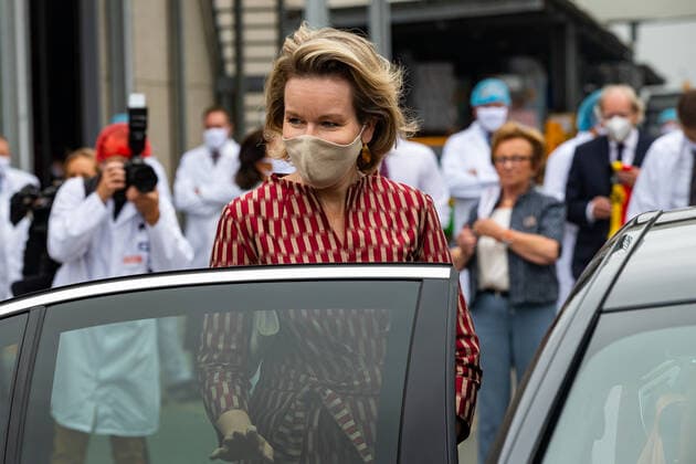 Queen Mathilde of Belgium pictured during a visit to family dairy firm Inex in Sint-Lievens-Houtem, during a royal visit to the East-Flanders province, Wednesday 30 September 2020.  KURTxDESPLENTER 2554958