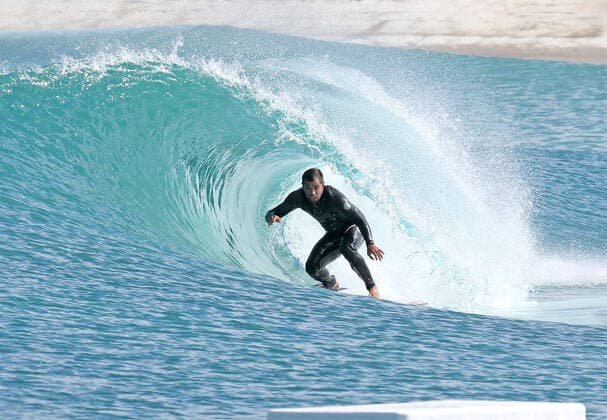 PICTURE SHOWS: The original, larger Surf Lakes wave generator. ..... STORY: (1 Oct) Australian company Surf Lakes have created a smaller version of their amazing wave generator suitable for urban areas. The firm behind unique concentric wave making technology has launched a new product model designed to suit reduced-sized footprints and with a view to targeting the beginner to intermediate surfing market. While still producing up to 2000 waves per hour (like its larger sibling formerly 5 Waves now known as the Surf Lakes XL model) the new Surf Lakes model requires only two hectares (five acres) of land for construction, therefore has the potential to be built in areas closer to higher population densities where larger land ho Copyright: xDanyxTaylorx 40905647 EDITORIAL USE ONLY. NOT FOR USE BY NEWSPAPERS BASED IN THE UK.