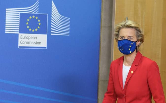 The head of the European Commission, Ursula Von Der Leyen was giving a press conference ahead of the European summit.  NicolasxLandemardx xLexPictoriumx xPool LePictorium_0234703