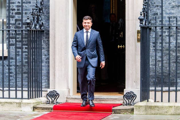 . 08 10 2020. London, United Kingdom. PM Johnson Greets Ukrainian President Zelensky. Boris Johnson greets Ukrainian President Volodymyr Zelensky in Downing Streetnduring his two-day visit to the UK.  xMartynxWheatleyx xi-Imagesx IIM-21684-0010