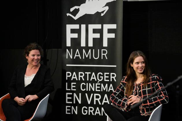 Anne Delseth and Actress Daphne Patakia pictured during the closing ceremony of the FIFF Festival Internationale du Film Francophone de Namur , Friday 09 October 2020 in Namur. This year edition is special to respect the sanitary measures to fight the Covid-19 pandemy.  LAURIExDIEFFEMBACQ 05879860
