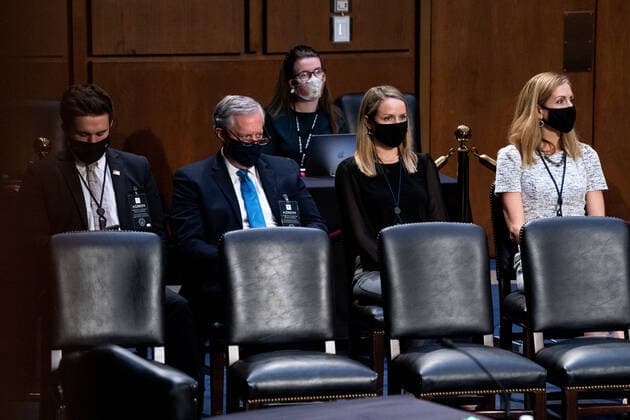 October 13, 2020, Washington, District of Columbia, USA: White House Chief of Staff Mark Meadows listens during the second day of the confirmation hearing for Judge Amy Coney Barrett, President Donald Trump s Nominee for Supreme Court, in Hart Senate Office Building in Washington DC, on October 13th, 2020 Washington USA - ZUMAs152 20201013_zaa_s152_931 Copyright: xAnnaxMoneymakerx-xPoolxViaxCnpx