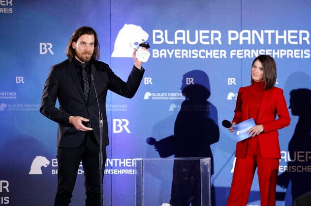 Christian Klandt und Sandra Rieß bei der Verleihung des 32. Bayerischen Fernsehpreises 2020 in der Residenz München. München, 14.10.2020