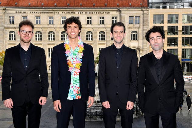 Vision String Quartet beim Photocall zur Verleihung des Opus Klassik 2020 vor dem Konzerthaus. Berlin, 18.10..2020
