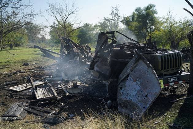 View of the debris of a commando unit that has been destroyed allegedly by Armenian forces during the fightings in the mountain enclave of Nagorno-Karabakh, Azerbaijan on 19 October 2020. Armenia and Azerbaijan accused each other during the last Sunday of violate the new humanitarian ceasefire in this spot. Fighting in the mountain enclave of Nagorno-Karabakh !ACHTUNG: NUR REDAKTIONELLE NUTZUNG!  Copyright: xPabloxGonzálezx GRAF3517 20201019-637387152062638637