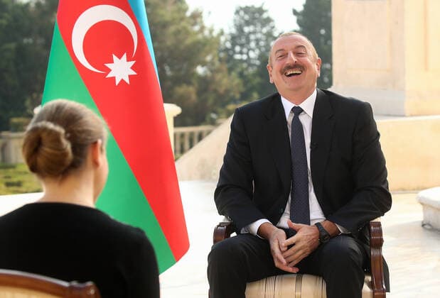 Bilder des Jahres 2020, News 10 Oktober News Themen der Woche KW43 News Bilder des Tages BAKU, AZERBAIJAN - OCTOBER 19, 2020: Azerbaijan s President Ilham Aliyev during an interview to TASS Russian News Agency. Valery Sharifulin TASS  TS0EB63F