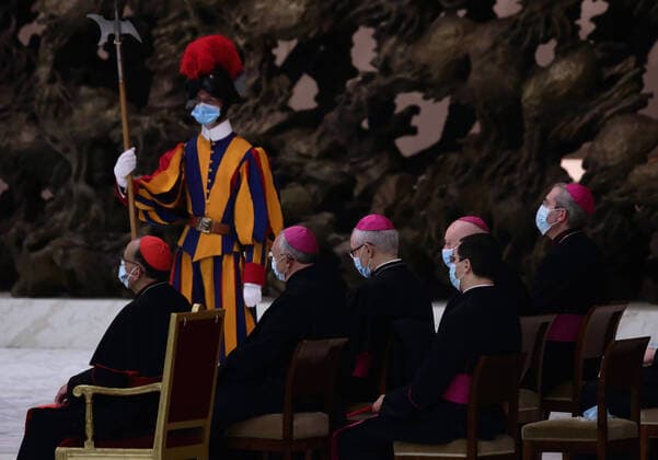 October 20, 2020 - Vatican City (Holy See) - POPE FRANCIS during his weekly general audience in Aula Paolo VI at the Vatican. EvandroInetti via ZUMA Wire Vatican City State - ZUMAi15_ 20201021_zaf_i15_008 Copyright: xEvandroxInettix