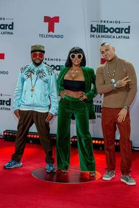 The members of the American hip hop pop band Black Eyed Peas (L-R), will.i.am, J. Rey Soul and Taboo pose upon her arrival on the red carpet of the Billboard Latin Music Awards, at the BB&T Center in Sunrise, a city in Broward County near Miami, Florida, USA, 21 October 2020. Billboard Latin Music Awards !ACHTUNG: NUR REDAKTIONELLE NUTZUNG!  Copyright: xGiorgioxVierax USA4632 20201022-637389411026607288