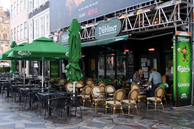 Copenhagen, Denmark,22 .October2020,Denmark required service persons wear face mask to server cafe and restaurant guests for health and safety due to coronavirus pandemix covid-19. in Denmark. (Photo..Francis Joseph Dean Deanpictures)