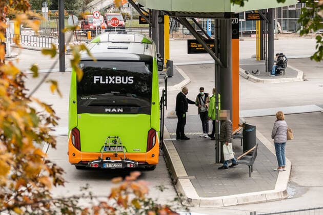 23.10.2020,Berlin,Deutschland,GER,ZOB - Zentraler Omnibusbahnhof Berlin am Funkturm.Flixbus Fahrtziel München.