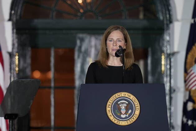 Amy Coney Barrett makes remarks after being sworn-in as Associate Justice of the US Supreme Court at the White House in Washington, DC, October 26, 2020. Copyright: xChrisxKleponisx xPoolxviaxCNPx MediaPunchx