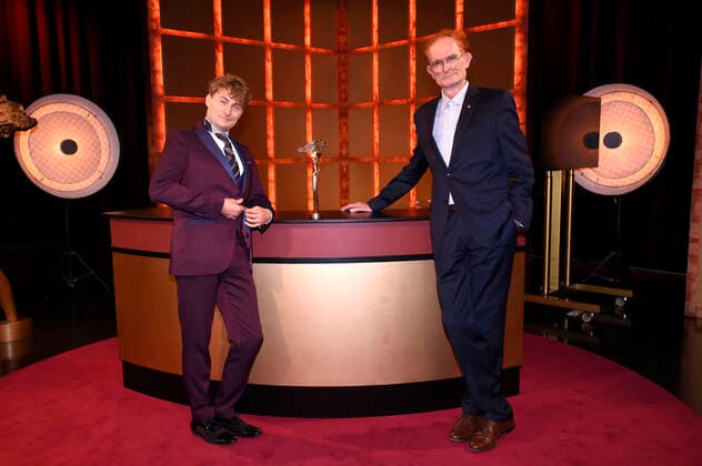 Sebastian Krämer und Piet Klocke bei der Verleihung vom Bayerischen Kabarettpreis 2020 im BR-Studio. Unterföhring, 26.10.2020