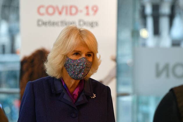 . 27 10 2020. London, United Kingdom. Camilla,The Duchess of Cornwall, at Paddington Station in London where she watched a demonstration by Medical Detection Dogs .  xi-Imagesx xPoolx IIM-21741-0018