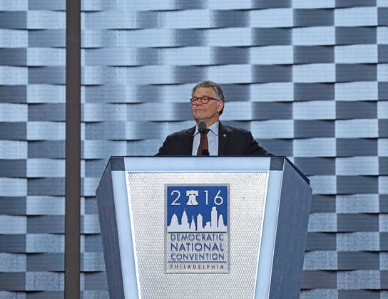 July 25, 2016, Philadelphia, Pennsylvania, U.S: Philadelphia, Pennsylvania, USA, July 25, 2016.Comedian and former United States Senator from Minnesota Al Franken delivers remarks during the first day of the Democratic National Nominating Convention in the Wells Fargo Center Philadelphia U.S. - ZUMAr142 20160725_zap_r142_091 Copyright: xMarkxReinsteinx