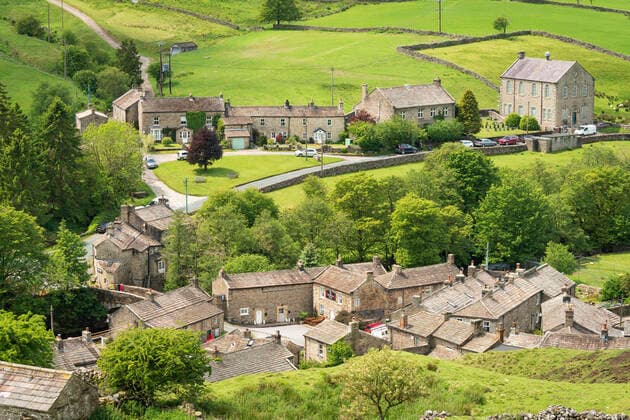 Langthwaite village rooftops, Arkengarthdale, near Reeth, The Yorkshire Dales National Park, Yorkshire, England, United Kingdom, Europe Copyright: JohnxPotter 1228-257