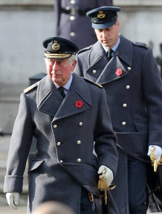 . 08 11 2020. London, United Kingdom. Prince Charles, The Prince of Wales and Prince William, The Duke of Cambridge, at the Remembrance Sunday service at The Cenotaph in London.  xi-Imagesx IIM-21776-0044